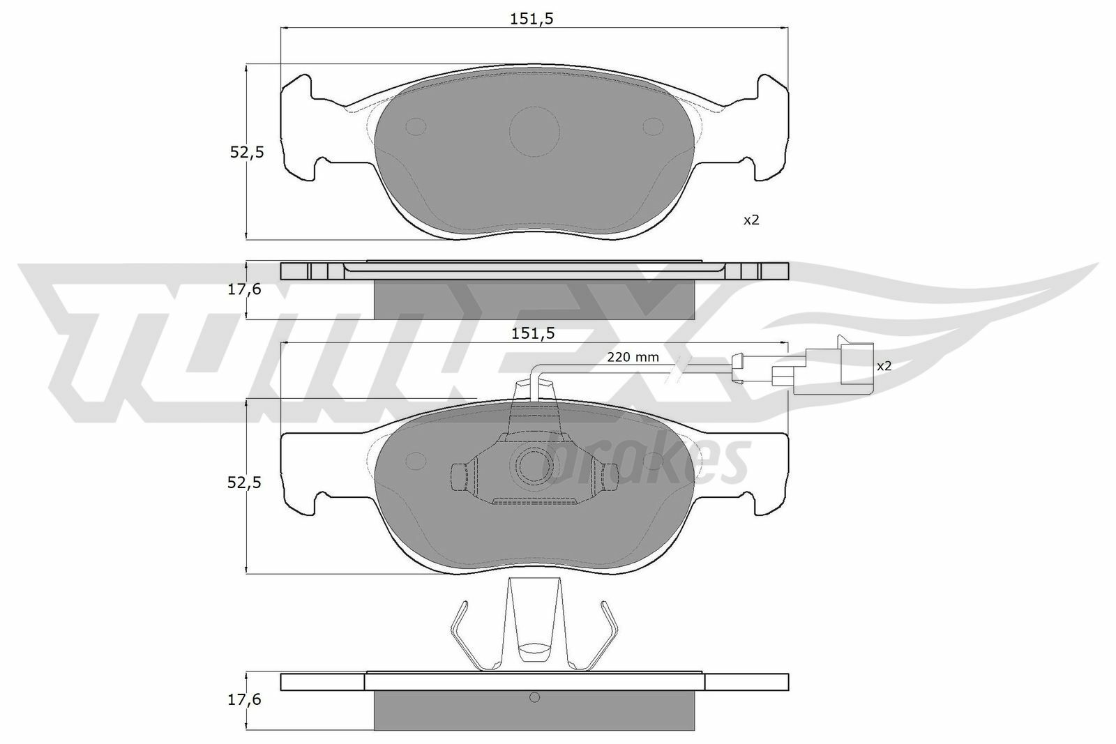 Sada brzdových destiček, kotoučová brzda TOMEX Brakes